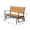 Globe-House-Products-GHP-700-Lbs-Capacity-Teak-Board-Brown-Frame-2-Person-Patio-Porch-Glider-Bench-Seat-0-0