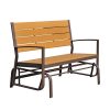 Globe-House-Products-GHP-700-Lbs-Capacity-Teak-Board-Brown-Frame-2-Person-Patio-Porch-Glider-Bench-Seat-0