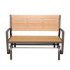 Globe-House-Products-GHP-700-Lbs-Capacity-Teak-Board-Brown-Frame-2-Person-Patio-Porch-Glider-Bench-Seat-0-2