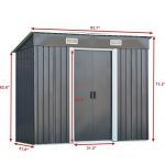 Goplus-Galvanized-Steel-Outdoor-Garden-Storage-Shed-4-x-8-Ft-Heavy-Duty-Tool-House-WSliding-Door-0-0