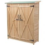 Goplus-Outdoor-Storage-Shed-Tilt-Roof-Wooden-Lockable-Storage-Unit-Fir-Wood-Cabinet-for-Garden-with-Two-Doors-0