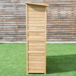 Goplus-Outdoor-Storage-Shed-Tilt-Roof-Wooden-Lockable-Storage-Unit-Fir-Wood-Cabinet-for-Garden-with-Two-Doors-0-2