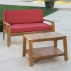 Great-Deal-Furniture-Christian-Outdoor-Teak-Finished-Acacia-Wood-Loveseat-and-Coffee-Table-Set-with-Red-Water-Resistant-Cushions-0-0