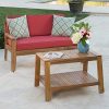 Great-Deal-Furniture-Christian-Outdoor-Teak-Finished-Acacia-Wood-Loveseat-and-Coffee-Table-Set-with-Red-Water-Resistant-Cushions-0