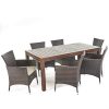 Great-Deal-Furniture-TAFT-Outdoor-7-Piece-Dining-Set-with-Dark-Brown-Finished-Wood-Table-and-Multibrown-Wicker-Dining-Chairs-with-Beige-Water-Resistant-Cushions-0