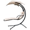Hanging-Chaise-Lounger-Chair-Outdoor-Indoor-Hammock-Chair-Swing-with-Arc-Stand-Canopy-and-Cushion-for-Patio-Beach-Bedroom-Yard-Garden-Nail-polish-included-for-Scratch-Repair-0-0