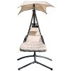Hanging-Chaise-Lounger-Chair-Outdoor-Indoor-Hammock-Chair-Swing-with-Arc-Stand-Canopy-and-Cushion-for-Patio-Beach-Bedroom-Yard-Garden-Nail-polish-included-for-Scratch-Repair-0-1