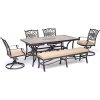 Hanover-MONDN6PCSW4BN-TAN-Mo-co-6-Piece-Dining-Set-In-With-Four-Swivel-Rockers-A-Cushioned-Bench-And-A-40-X-68-Tile-Top-Table-Outdoor-Furniture-Tan-0