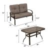 Homevibes-2-Pieces-Outdoor-Loveseat-Patio-Love-Seat-Furniture-Set-Garden-Wrought-Iron-2-Seat-Bench-Backyard-Coffee-Table-Metal-Sofa-Table-Set-Cushions-Gradient-Brown-0-1