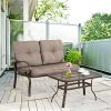 Homevibes-2-Pieces-Outdoor-Loveseat-Patio-Love-Seat-Furniture-Set-Garden-Wrought-Iron-2-Seat-Bench-Backyard-Coffee-Table-Metal-Sofa-Table-Set-Cushions-Gradient-Brown-0