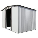 Kinbor-New-8-x-6-Outdoor-White-Steel-Garden-Storage-Utility-Tool-Shed-Backyard-Lawn-Building-Garage-wSliding-Door-0-1