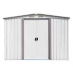 Kinbor-New-8-x-6-Outdoor-White-Steel-Garden-Storage-Utility-Tool-Shed-Backyard-Lawn-Building-Garage-wSliding-Door-0