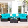 Kinbor-Outdoor-Wicker-Furniture-Sectional-Sofa-7-PC-Rattan-Patio-Seating-with-Turquoise-Washable-Cushions-Free-Sofa-Clips-Porch-Backyard-Poolside-0