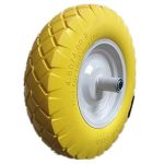 Kunhua-16-PU-Y-FK-20-480400-8-Flat-Free-Wheelbarrow-Tire-with-Knobby-Tread-6-Centered-HubTwo-Sides-Symmetrical-34-Ball-Bearings-155-Tire-Diameter-0