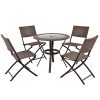 LCH-5-pcs-Outdoor-Patio-Table-Chair-Set-315-Round-Table-Steel-Frame-Tempered-Glass-Top-Commercial-Party-Event-Furniture-Conversation-for-Back-yard-Lawn-Balcony-Deck-Pool-with-Umbrella-Hole-0