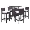 LOVE-US-5-Piece-Classy-Patio-Bar-Set-Made-of-Woven-Rattan-and-Aluminum-Frame-4-Barstools-with-Cozy-Cushions-and-1-Glass-Top-Square-Table-EpsressoWhite-Expert-Home-Guide-0