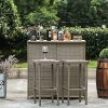 Liquid-Pack-Solutions-3-Piece-Bar-Set-Is-Pefect-for-Any-Home-and-Any-Garden-Includes-1-Table-and-2-Bar-Stools-Made-of-Wicker-and-Rattan-in-Brown-Color-0