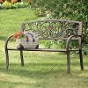 Liquid-Pack-Solutions-Iron-Garden-Bench-Features-a-Stunning-Back-Detailed-with-Scrollwork-and-Vines-Its-Finished-in-Deep-Bronze-that-Complements-its-Surroundings-0