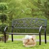 Liquid-Pack-Solutions-Metal-Garden-Bench-Sturdy-Cast-and-Tube-Iron-Bench-Features-an-Stunning-Back-Detailed-with-Hummingbirds-Vines-and-Flowers-0-0