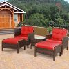 Mattsglobal-Modern-5-PCS-Patio-Rattan-Wicker-Furniture-Set-Sofa-Ottoman-with-Red-Cushion-0-0