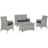 Modern-Contemporary-Outdoor-Patio-Four-PCS-Lounge-Chairs-and-Coffee-Table-Set-Navy-Blue-Rattan-0