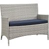 Modern-Contemporary-Outdoor-Patio-Four-PCS-Lounge-Chairs-and-Coffee-Table-Set-Navy-Blue-Rattan-0-2