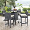 Modern-Contemporary-Urban-Outdoor-Patio-Balcony-Five-PCS-Pub-Bar-Chairs-and-Table-Set-Beige-Rattan-0-0