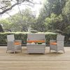 Modern-Contemporary-Urban-Outdoor-Patio-Four-PCS-Lounge-Chairs-and-Coffee-Table-Set-Orange-Rattan-0-0