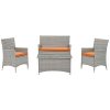 Modern-Contemporary-Urban-Outdoor-Patio-Four-PCS-Lounge-Chairs-and-Coffee-Table-Set-Orange-Rattan-0-1