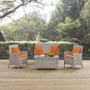 Modern-Contemporary-Urban-Outdoor-Patio-Four-PCS-Lounge-Chairs-and-Coffee-Table-Set-Orange-Rattan-0-4