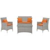 Modern-Contemporary-Urban-Outdoor-Patio-Four-PCS-Lounge-Chairs-and-Coffee-Table-Set-Orange-Rattan-0-5