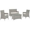 Modern-Contemporary-Urban-Outdoor-Patio-Four-PCS-Lounge-Chairs-and-Coffee-Table-Set-White-Rattan-0