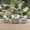 Modern-Contemporary-Urban-Outdoor-Patio-Four-PCS-Lounge-Chairs-and-Coffee-Table-Set-White-Rattan-0-4