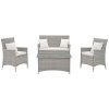 Modern-Contemporary-Urban-Outdoor-Patio-Four-PCS-Lounge-Chairs-and-Coffee-Table-Set-White-Rattan-0-5