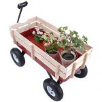 NEW-Red-330lbs-Outdoor-Wagon-Pulling-Kid-Children-Garden-Cart-with-Wood-Railing-0