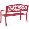 NEW-Rose-Red-Steel-Patio-Garden-Park-Bench-Outdoor-Living-Patio-Furniture-0-1
