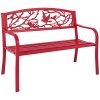 NEW-Rose-Red-Steel-Patio-Garden-Park-Bench-Outdoor-Living-Patio-Furniture-0