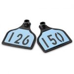 Nasco-CAL-TAG-Calf-Tag-Numbers-on-1-Side-3-L-x-2-14-W-Pkg-of-25-Numbers-126-150-Sky-Blue-Over-Black-Base-C34508FN-0