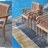New-5-Pc-Luxurious-Grade-A-Teak-Dining-Set-48-Round-Butterfly-Table-and-4-Arbor-Arm-Stacking-Chairs-0-2