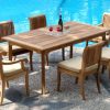 New-7-Pc-Luxurious-Grade-A-Teak-Dining-Set-94-Double-Extension-Rectangle-Table-6-Giva-Chairs-4-Armless-2-Arm-Captain-0