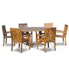 New-7Pc-Grade-A-Indonesian-Teak-Outdoor-Dining-Set-60-Round-Table-6-Patara-Teak-Stacking-Chairs-with-Cushions-Pads-0