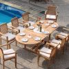 New-9-Pc-Luxurious-Grade-A-Teak-Dining-Set-94-Mas-Oval-Table-Trestle-Leg-And-8-Mas-Stacking-Arm-Chairs-WHDSMSf-0