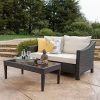 Outdoor-2-piece-Wicker-Sofa-Set-with-Cushions-Includes-1-Loveseat-and-1-Table-Weather-Resistant-Cushions-Stylish-and-Comfortable-Wicker-and-Powder-Coated-Iron-Construction-Multiple-Finishes-0