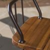 Outdoor-Bar-Set-Made-of-Wrought-Iron-Frame-in-Black-Color-and-Solid-Acacia-Wood-Table-Stool-Top-in-Teak-Color-With-1-Table-and-2-Stools-This-Set-is-Just-Simple-and-Amazing-0-1