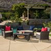Outdoor-Santa-Lucia-4-piece-Brown-Wicker-Conversation-Set-with-Cushions-0