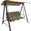 Outdoor-Sling-Swing-Tan-Seats-3-Includes-Sling-Swing-Canopy-Powder-Coated-Steel-Frame-Polyester-Canopy-Fabrics-are-UV-Treated-Fade-Resistant-Simple-Stylish-Sturdy-Addition-to-your-Patio-0-0