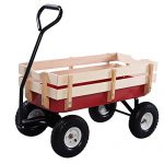 Outdoor-Wagon-ALL-Terrain-Pulling-Children-Kid-Garden-Cart-w-Wood-Railing-Red-0-10