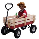 Outdoor-Wagon-ALL-Terrain-Pulling-Children-Kid-Garden-Cart-w-Wood-Railing-Red-0