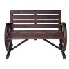 Outsunny-Wooden-Wagon-Wheel-Bench-Rustic-Outdoor-Park-0-1