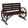 Outsunny-Wooden-Wagon-Wheel-Bench-Rustic-Outdoor-Park-0